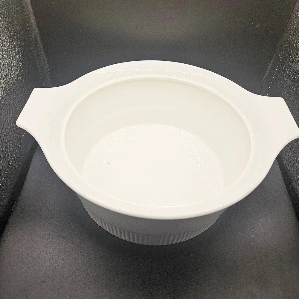 Hall Super-Ceram White Casserole Dish with Lid 4511 Vintage 1960 USA Made 10in